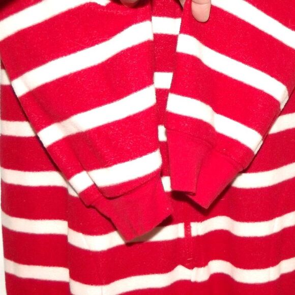 NICK & NORA Sock Monkey Footie Pajamas/Union Suit, M, Red/White, Zips, Pockets - Picture 6 of 12